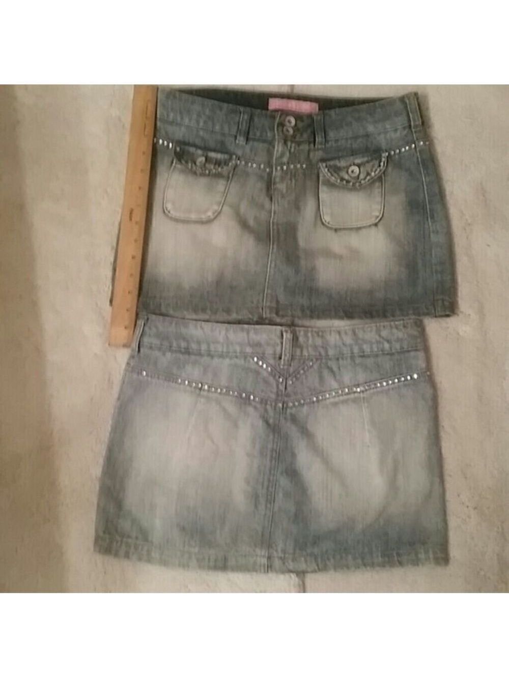 𝅺Denim Mini Skirt Bling Accents By Brooklyn Girl